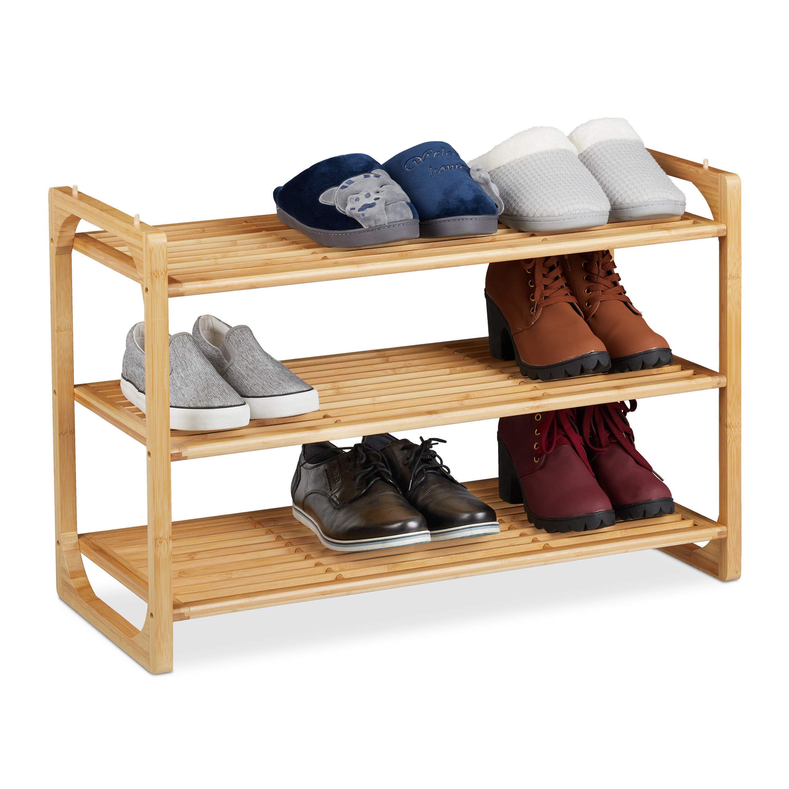Schuhregal Bambus – 3 Ebenen, stapelbar
