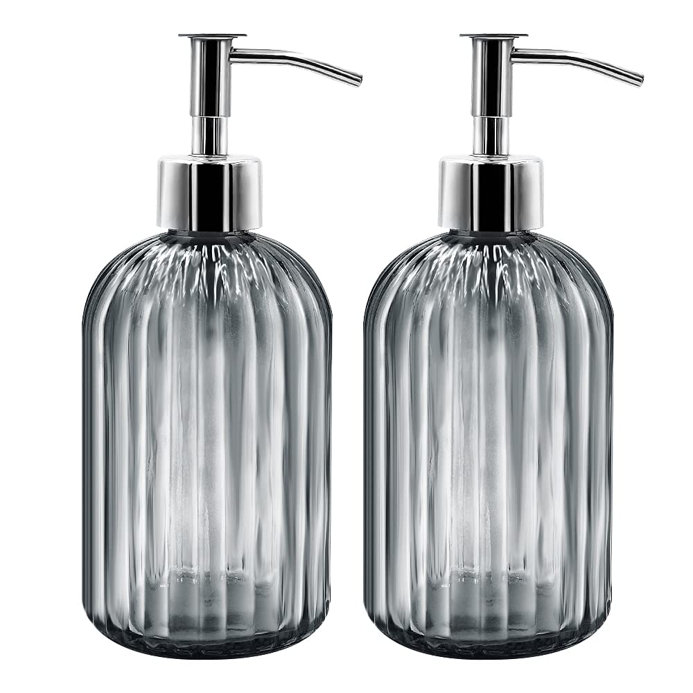 Seifenspender 2er-Set – Glas mit Edelstahlpumpe — Heimhain