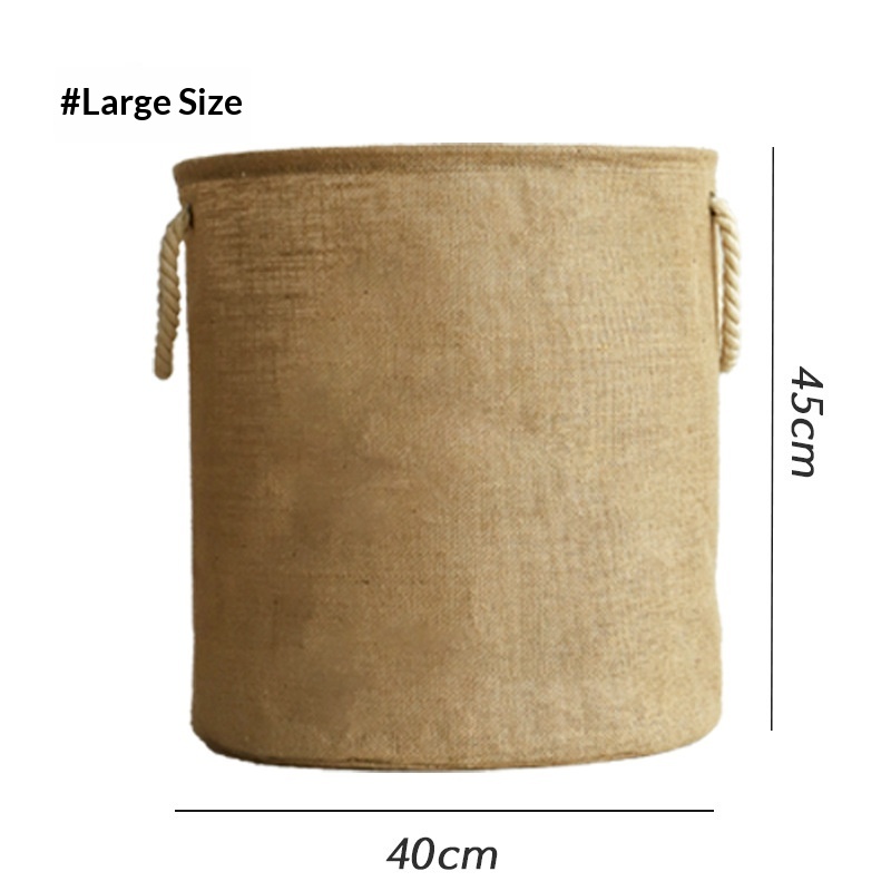 Wäschekorb aus Jute – Faltbar, mit Baumwollgriffen